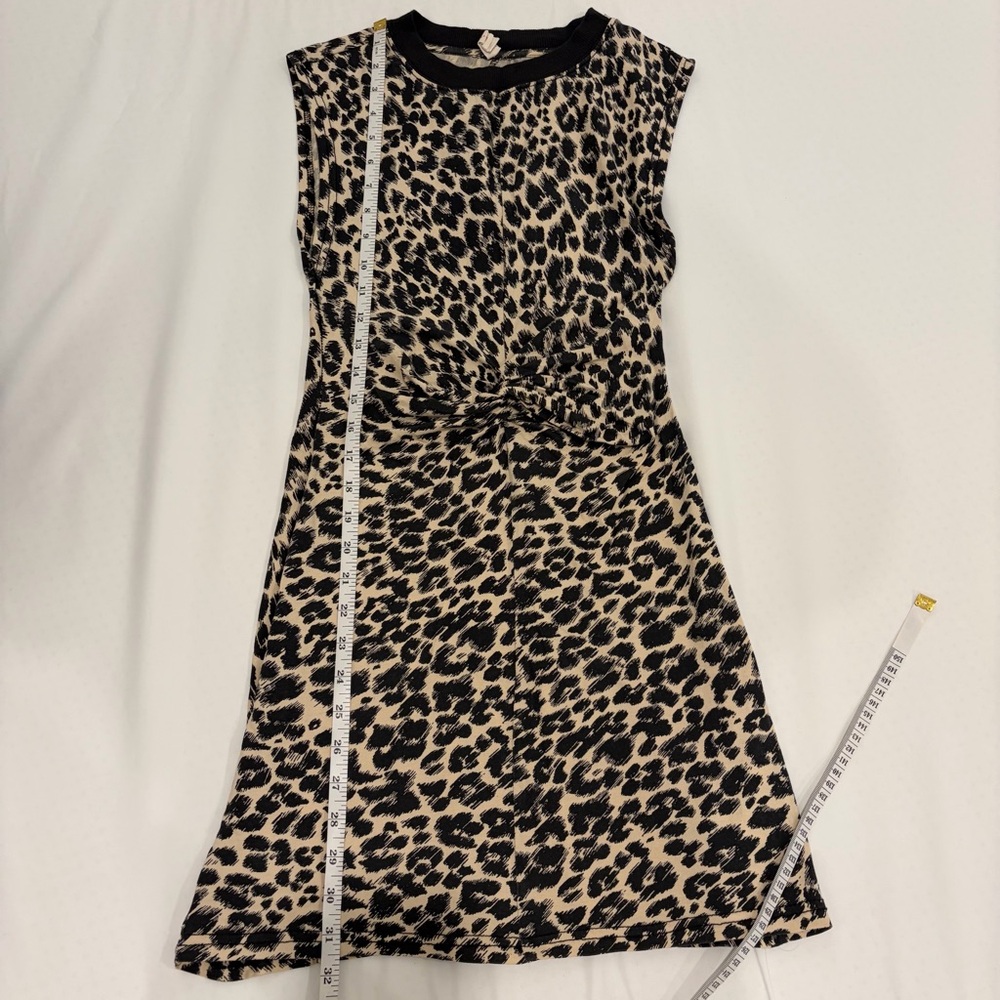 Anthropologie Daily Practice Twist-Front Mini Dress Cheetah in Size XSP petite - Picture 12 of 12